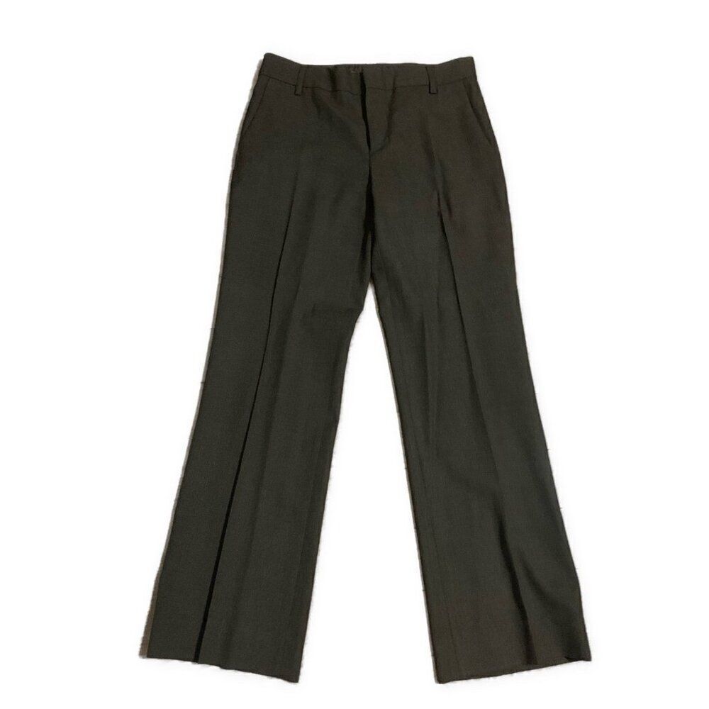 Zara Womens Solid Charcoal Gray Pleated Mid Rise Work Career Dress Pants 4 Small